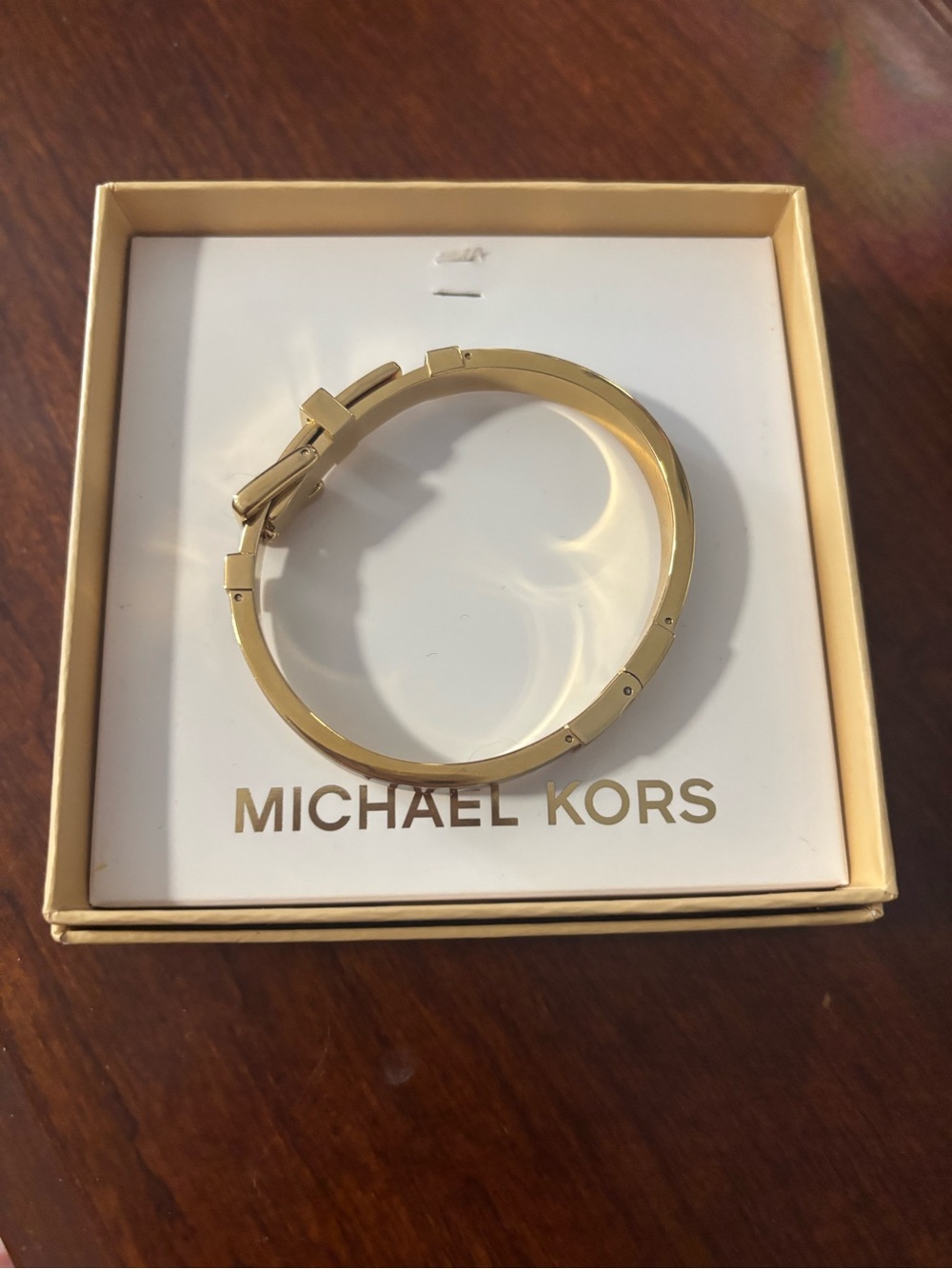 Authentic Michael Kors Gold Tortoiseshell Hinged Bangle Bracelet